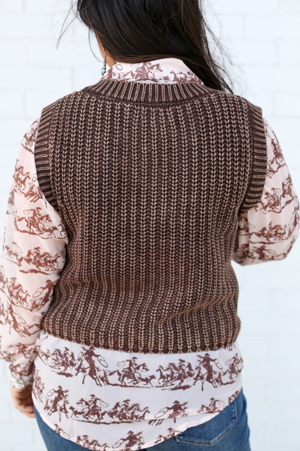 Brown Corded Concho Button Vest