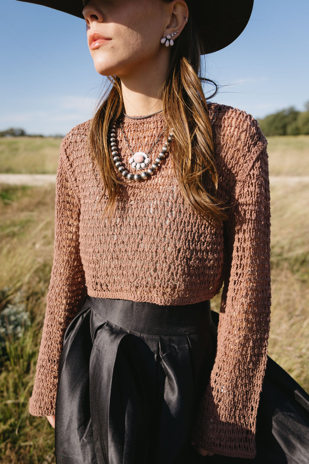 Brown Crochet Crop Top