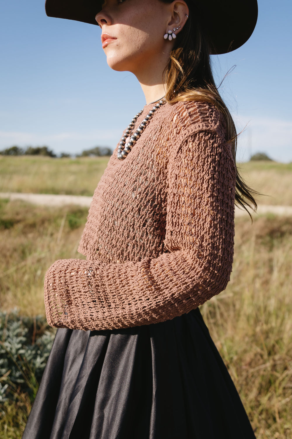 Brown Crochet Crop Top