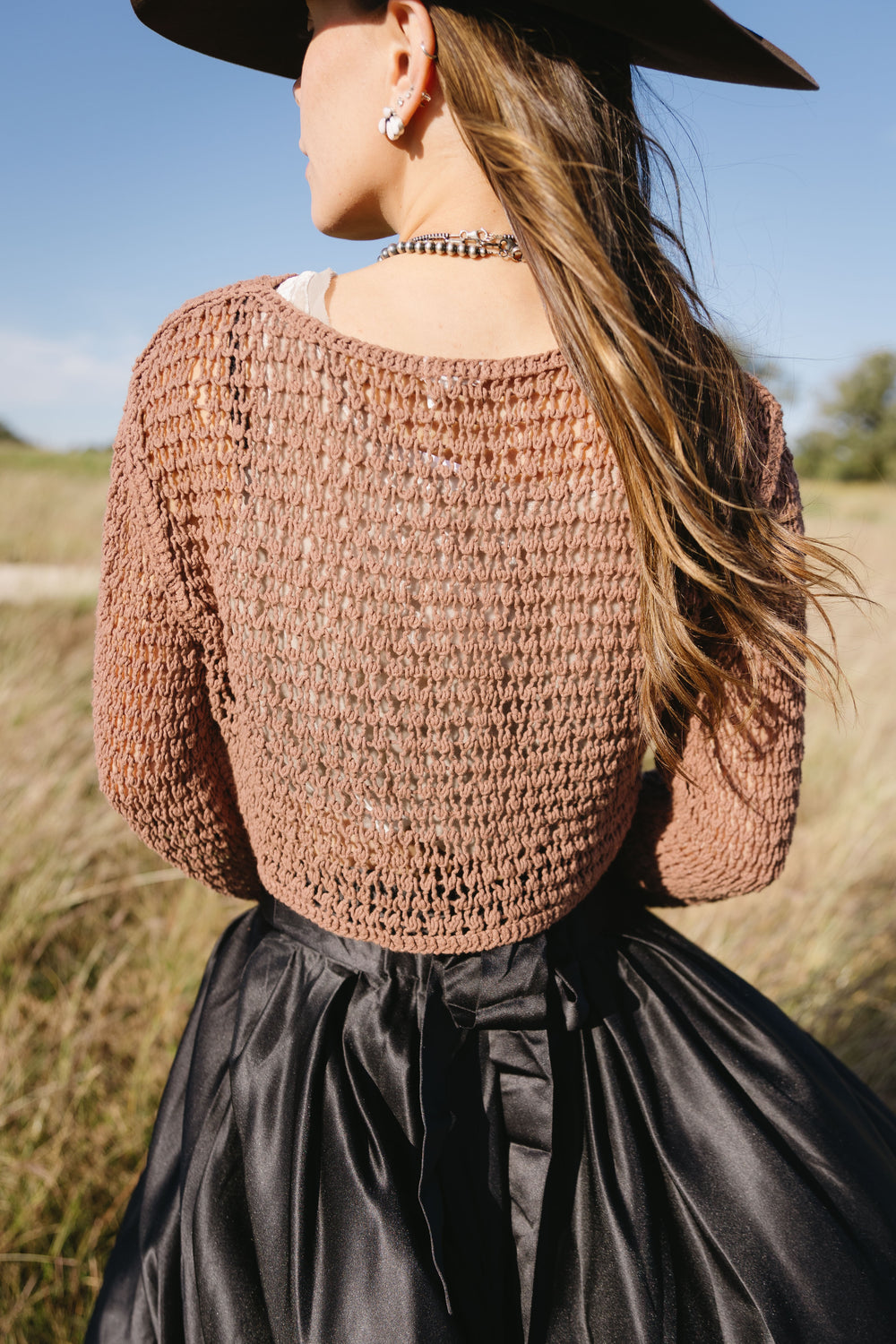 Brown Crochet Crop Top