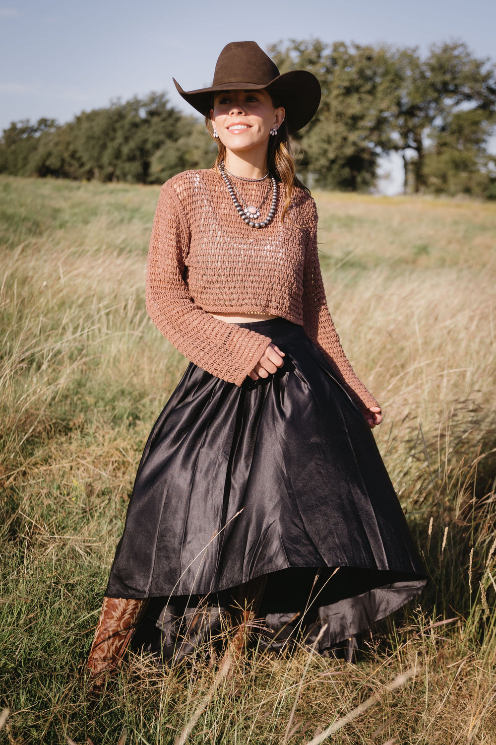 Brown Crochet Crop Top