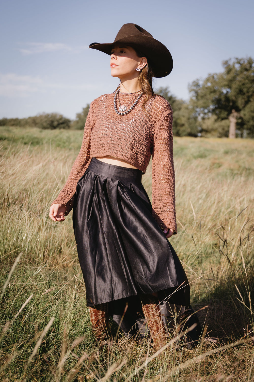 Brown Crochet Crop Top