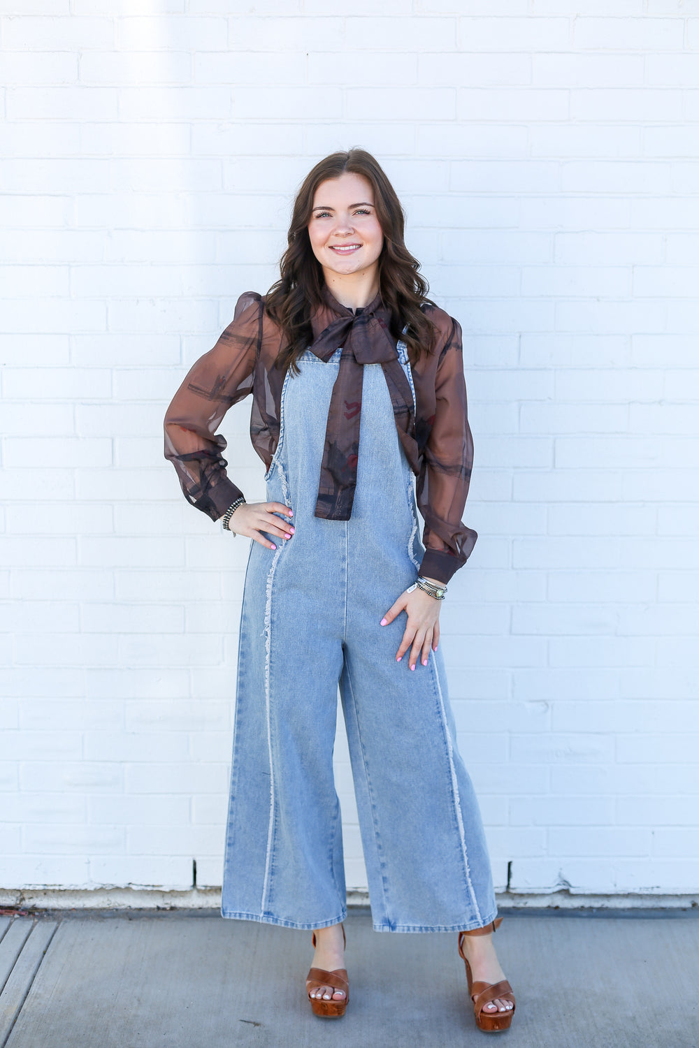 Brown Oaky Dokey Tie Top Blouse