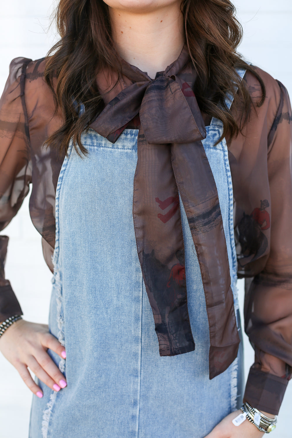 Brown Oaky Dokey Tie Top Blouse