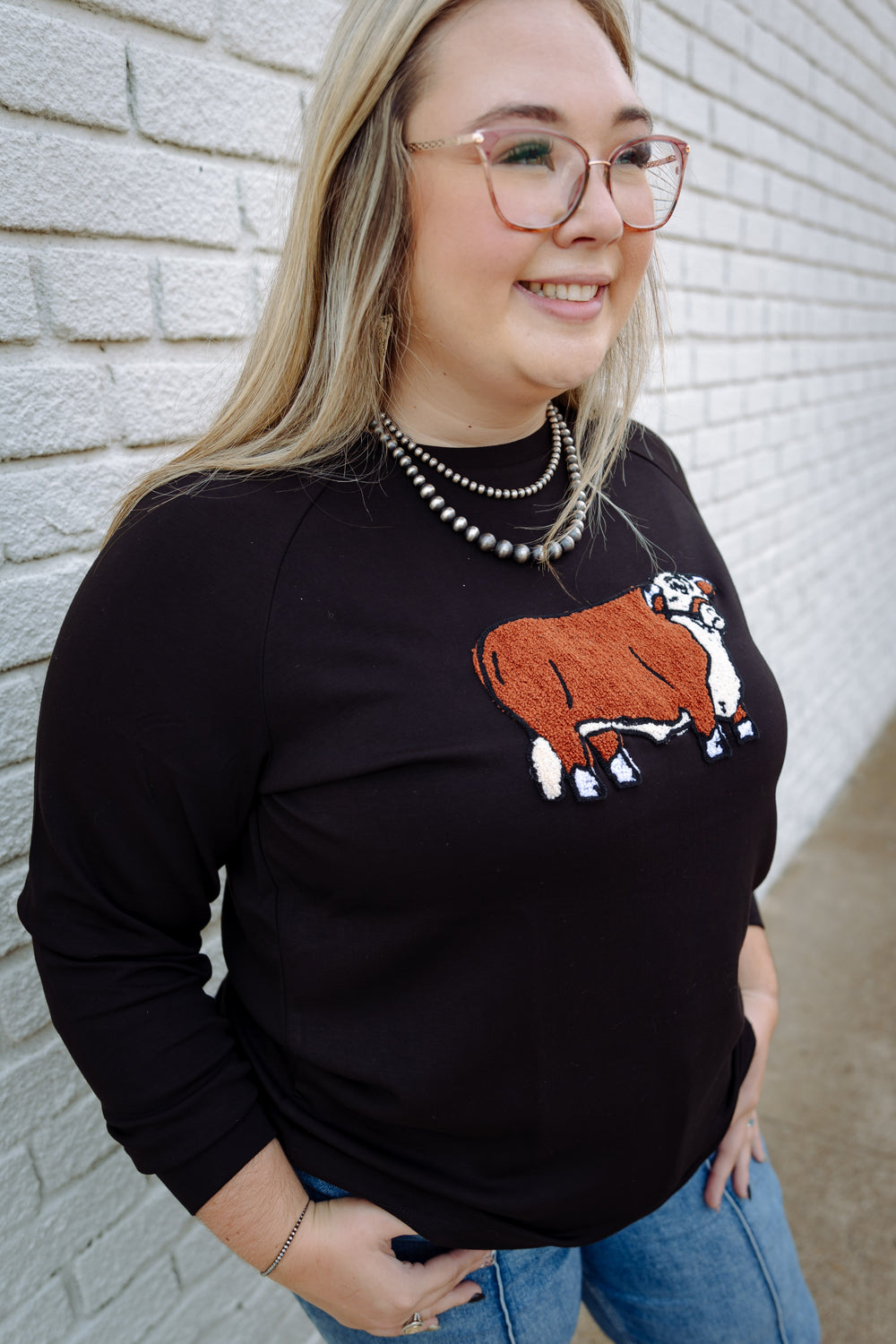 Black Hereford Patch Sweater