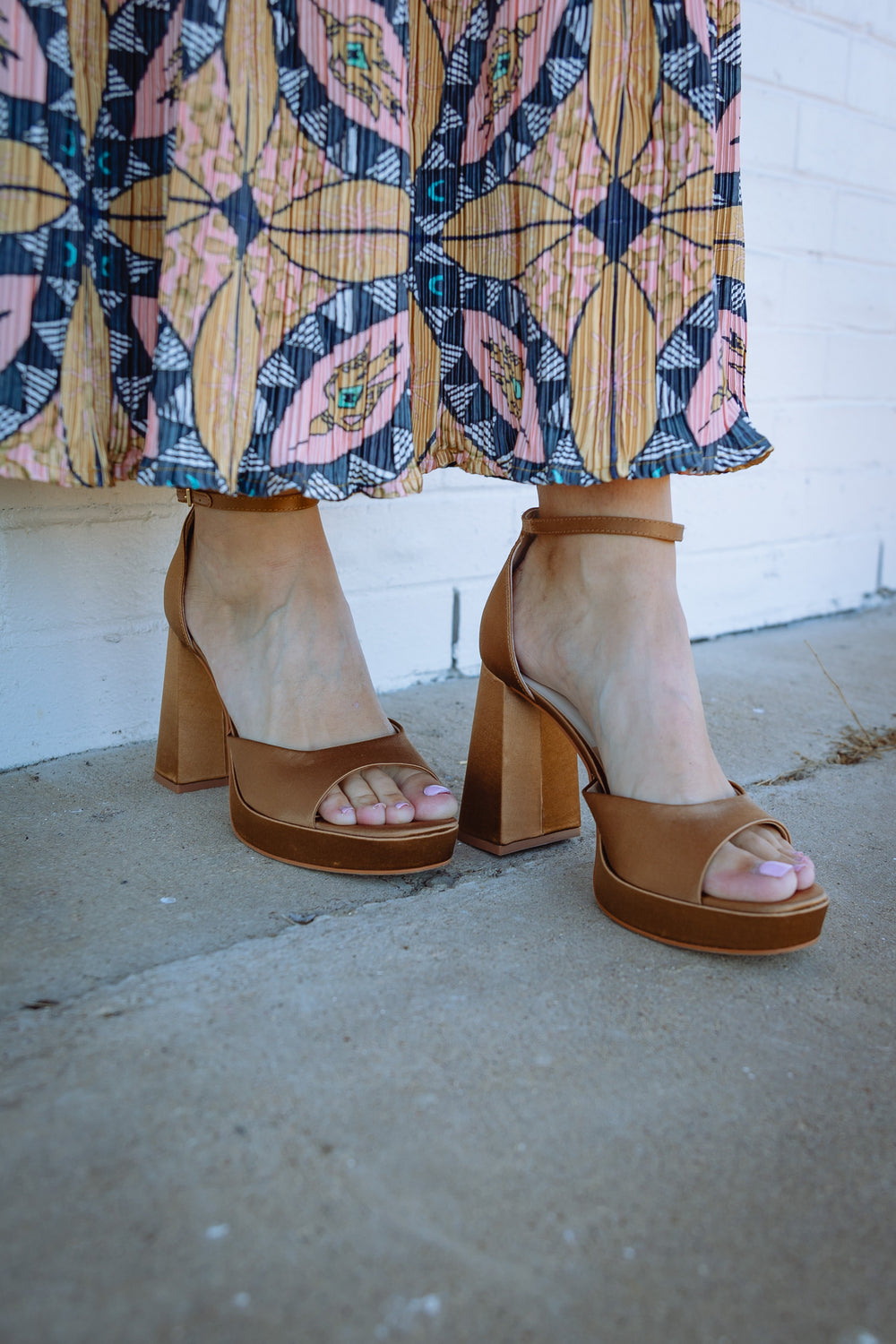 Camel Satin Heels