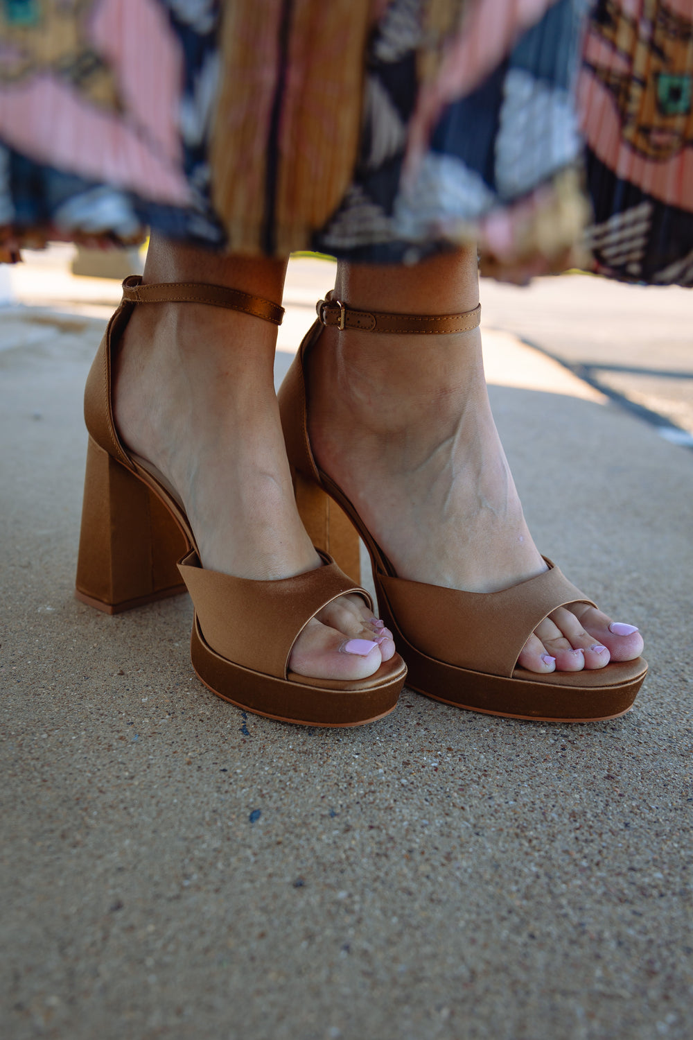 Camel Satin Heels