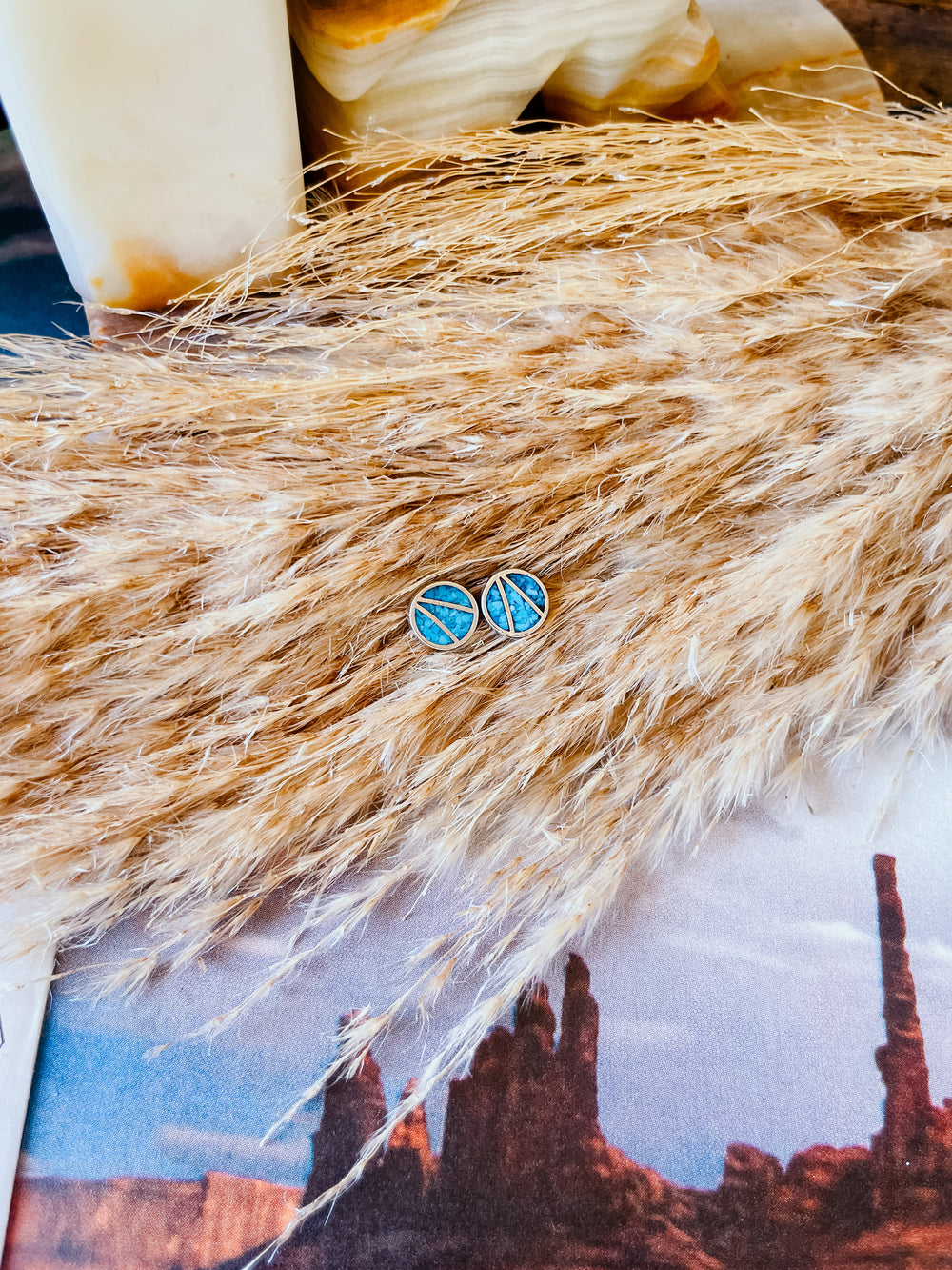 Circle Turquoise Inlay Studs