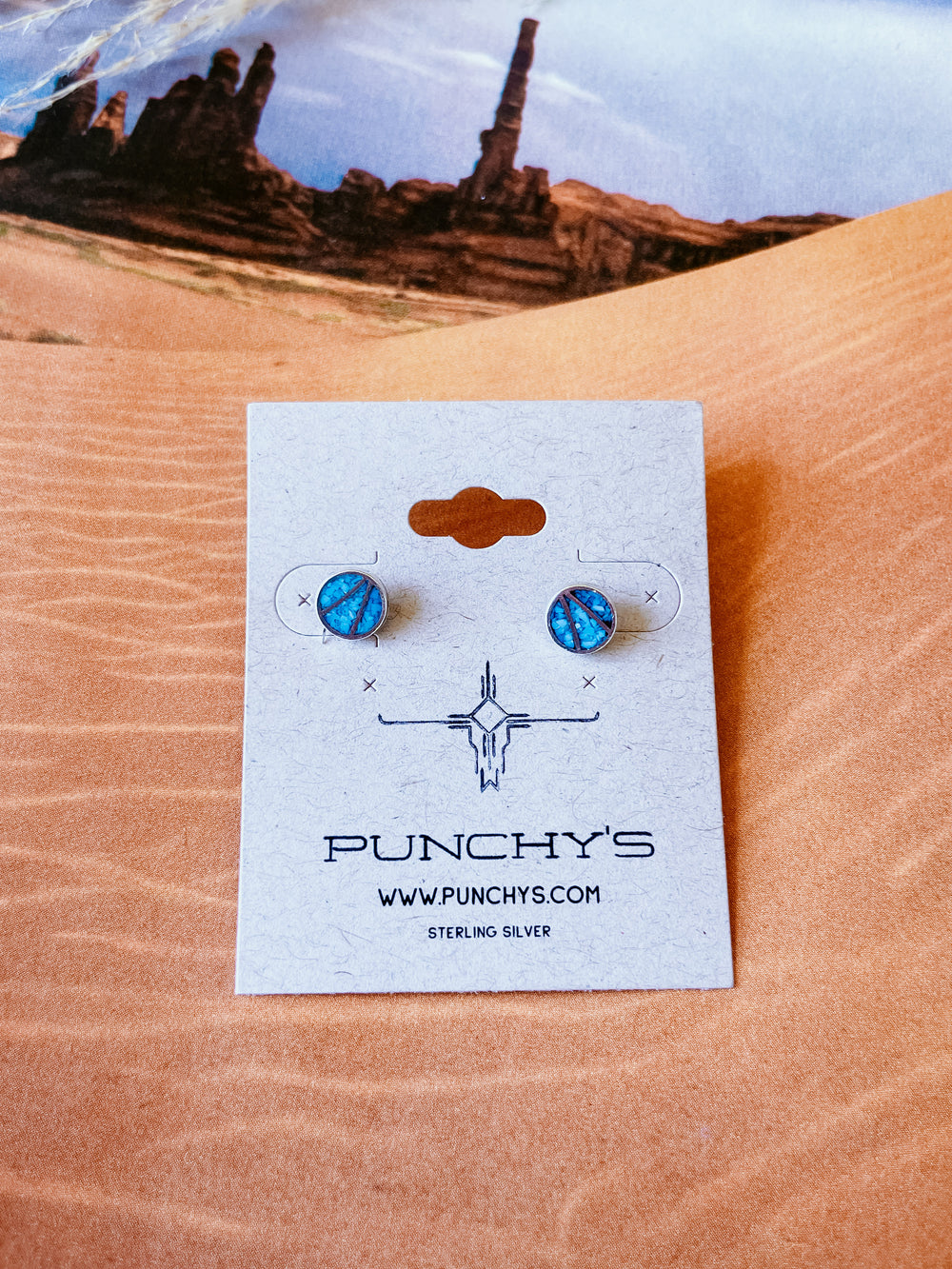 Circle Turquoise Inlay Studs