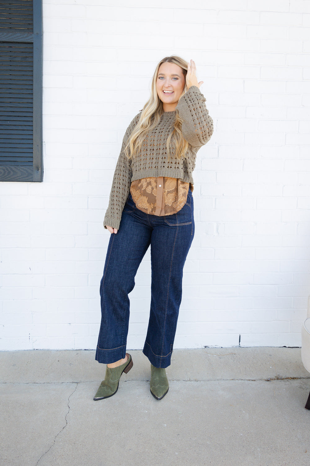 Copper Sheer Floral Button Down