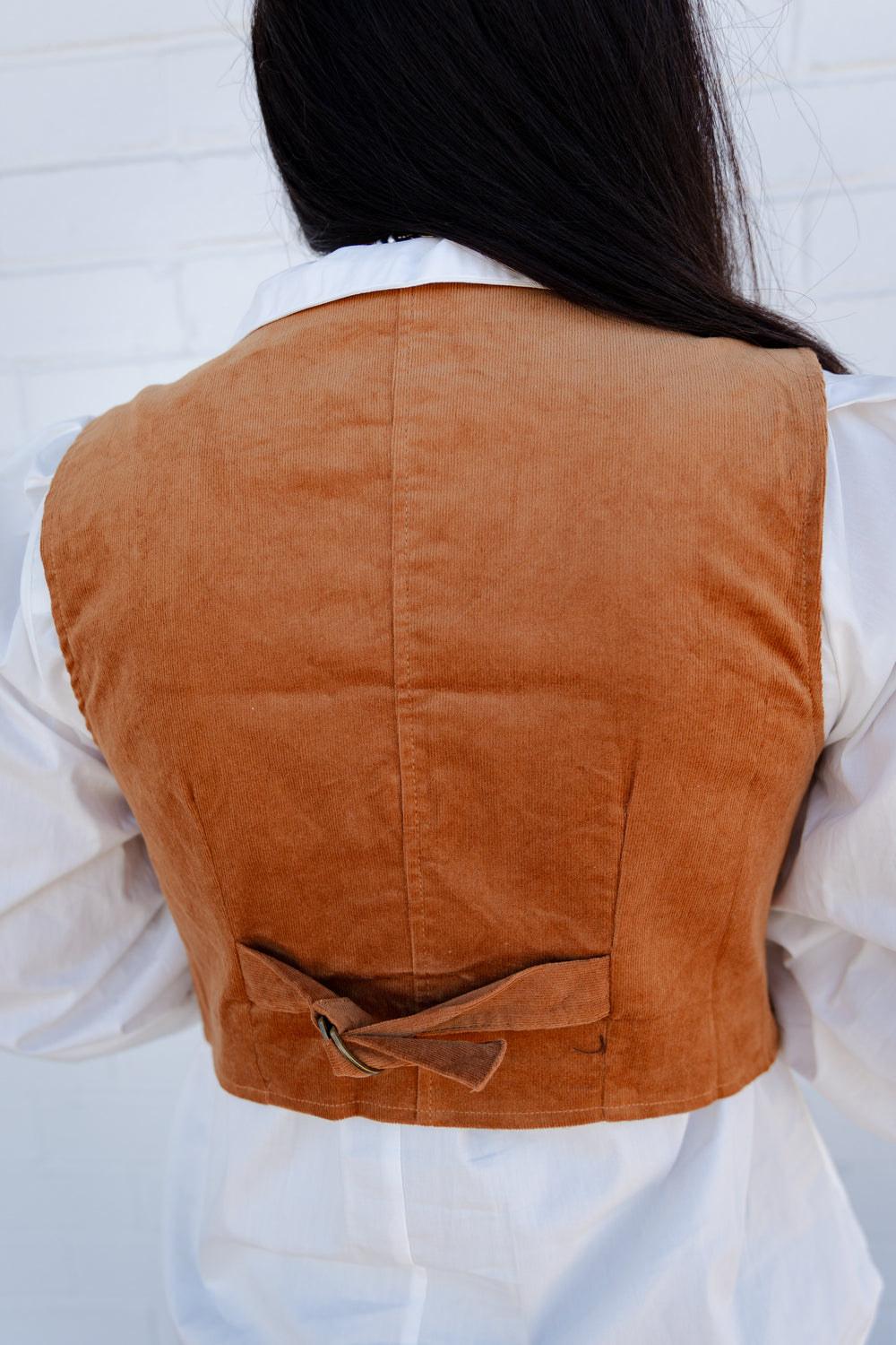 Corduroy Crop Studded Vest