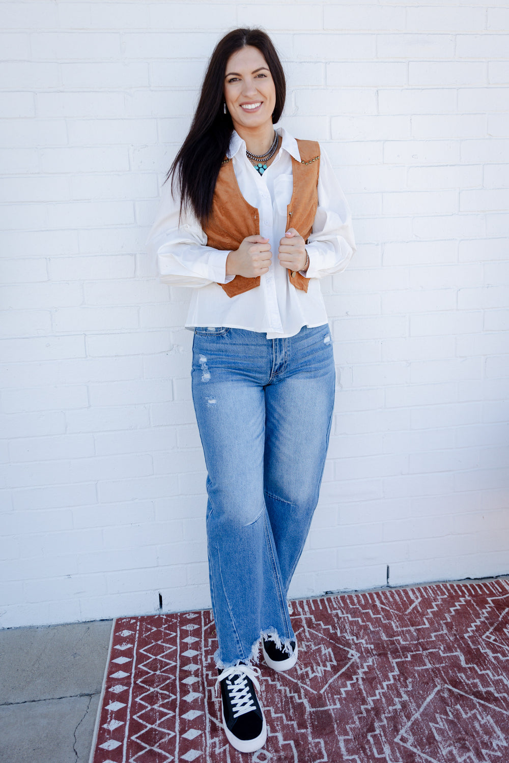 Corduroy Crop Studded Vest