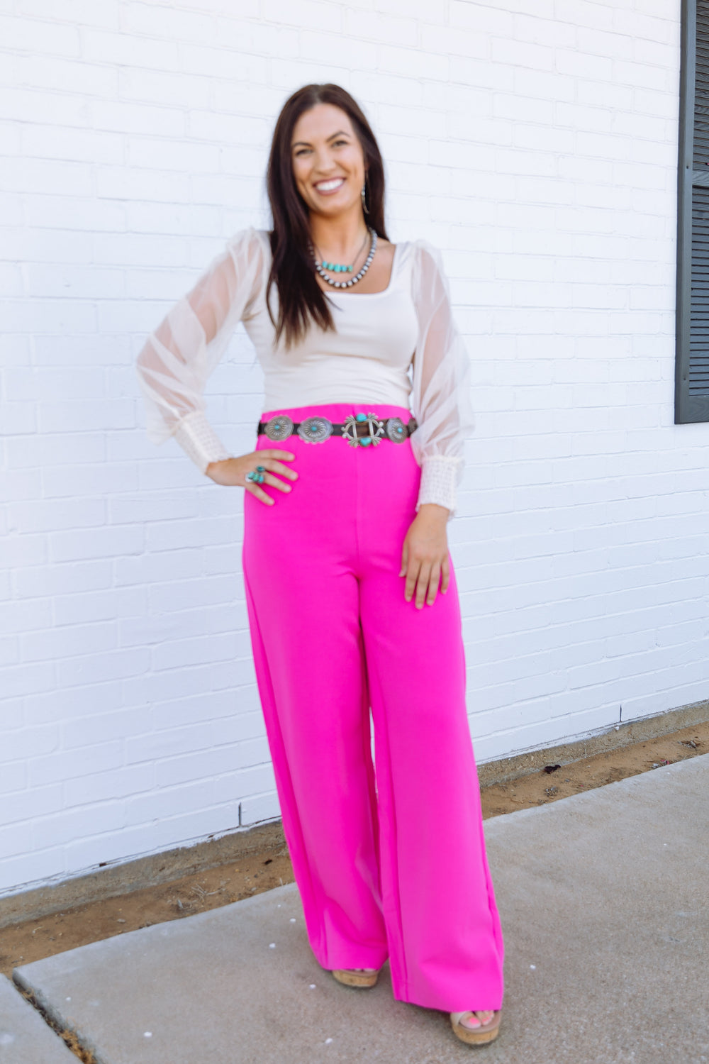 Cream Mesh Sleeve Blouse