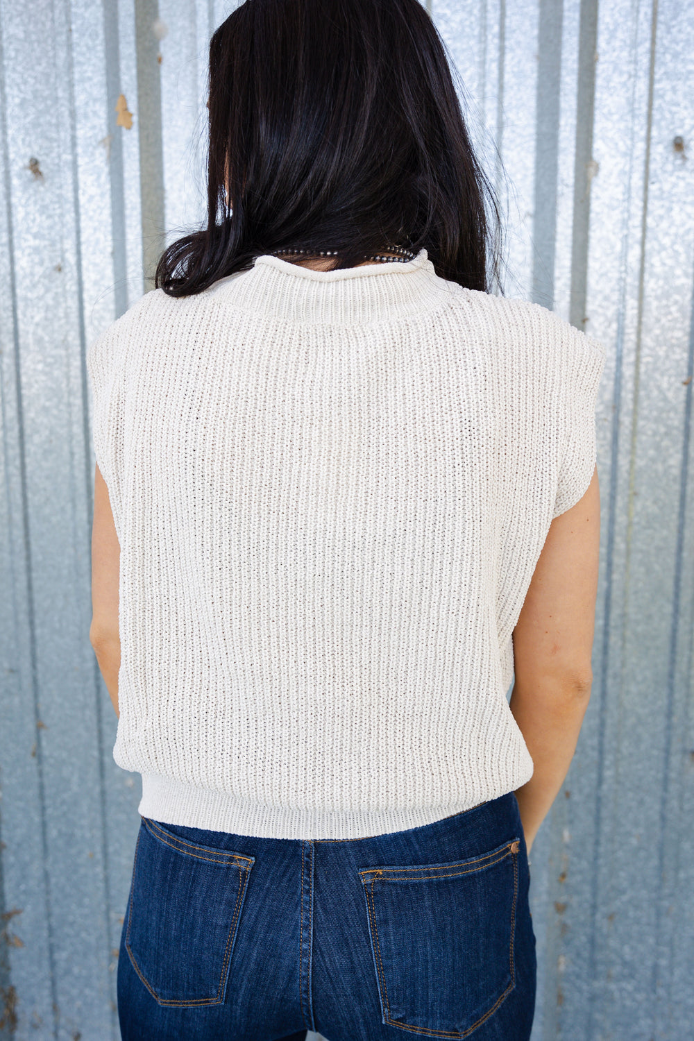 Cream Sleeveless Sweater