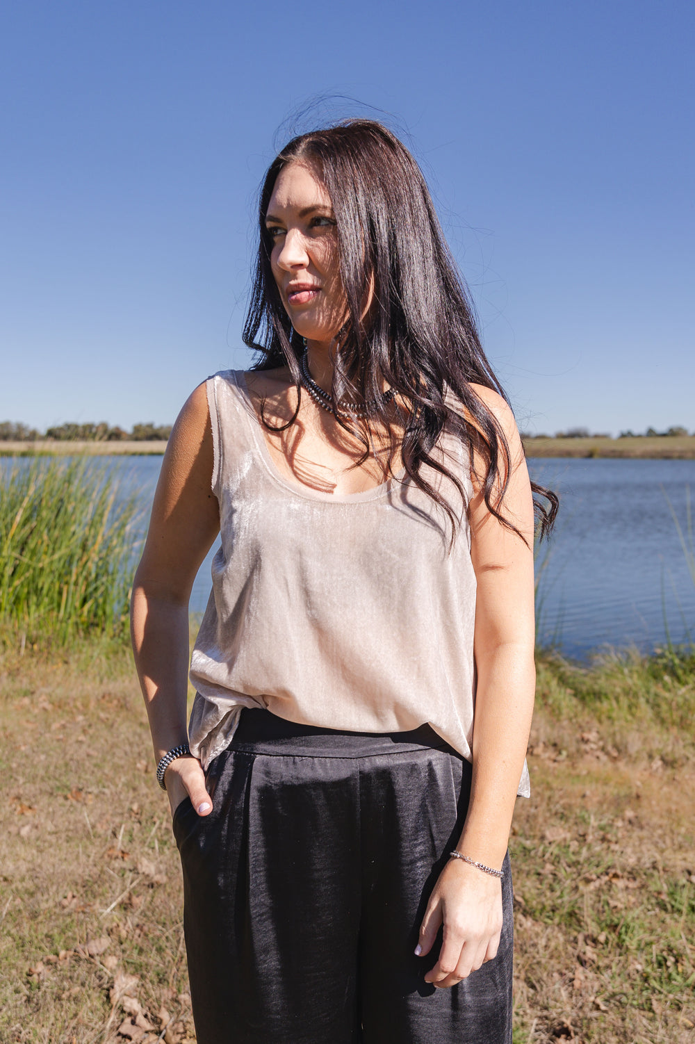 Cream Velvet Tank