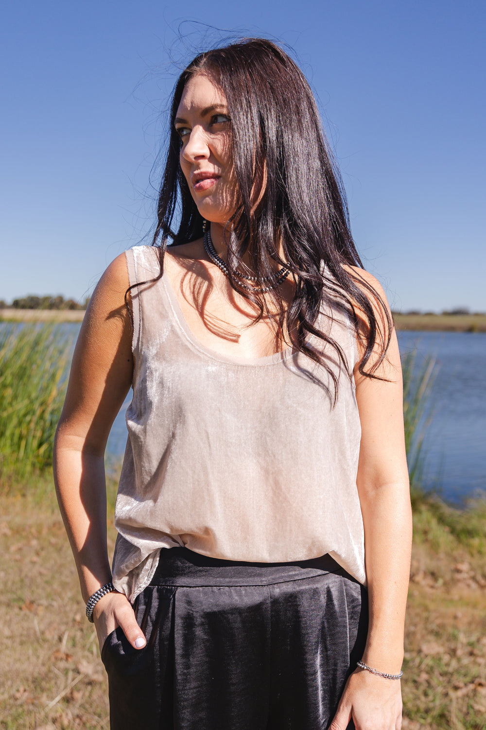 Cream Velvet Tank