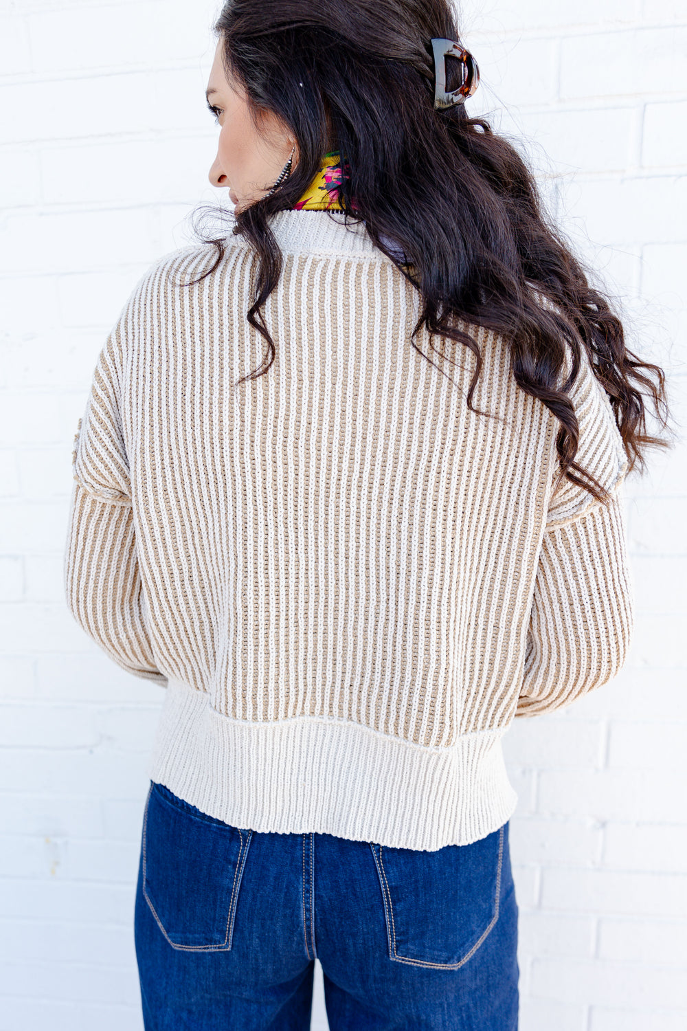 Cream Waffle Knit Top