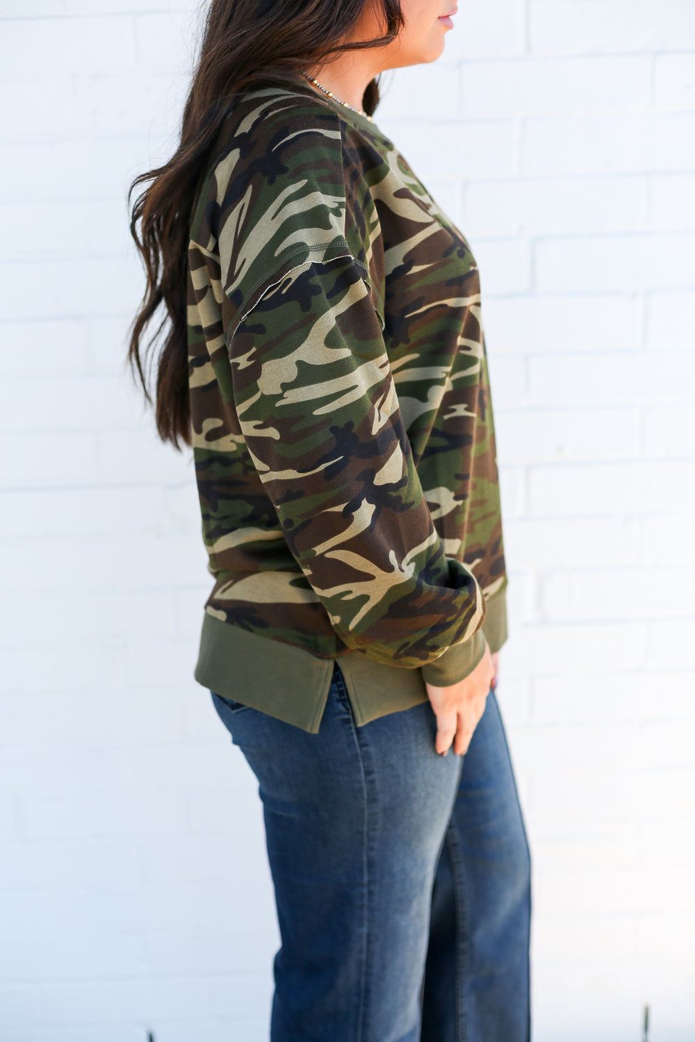 Camo Green Long Sleeve Top