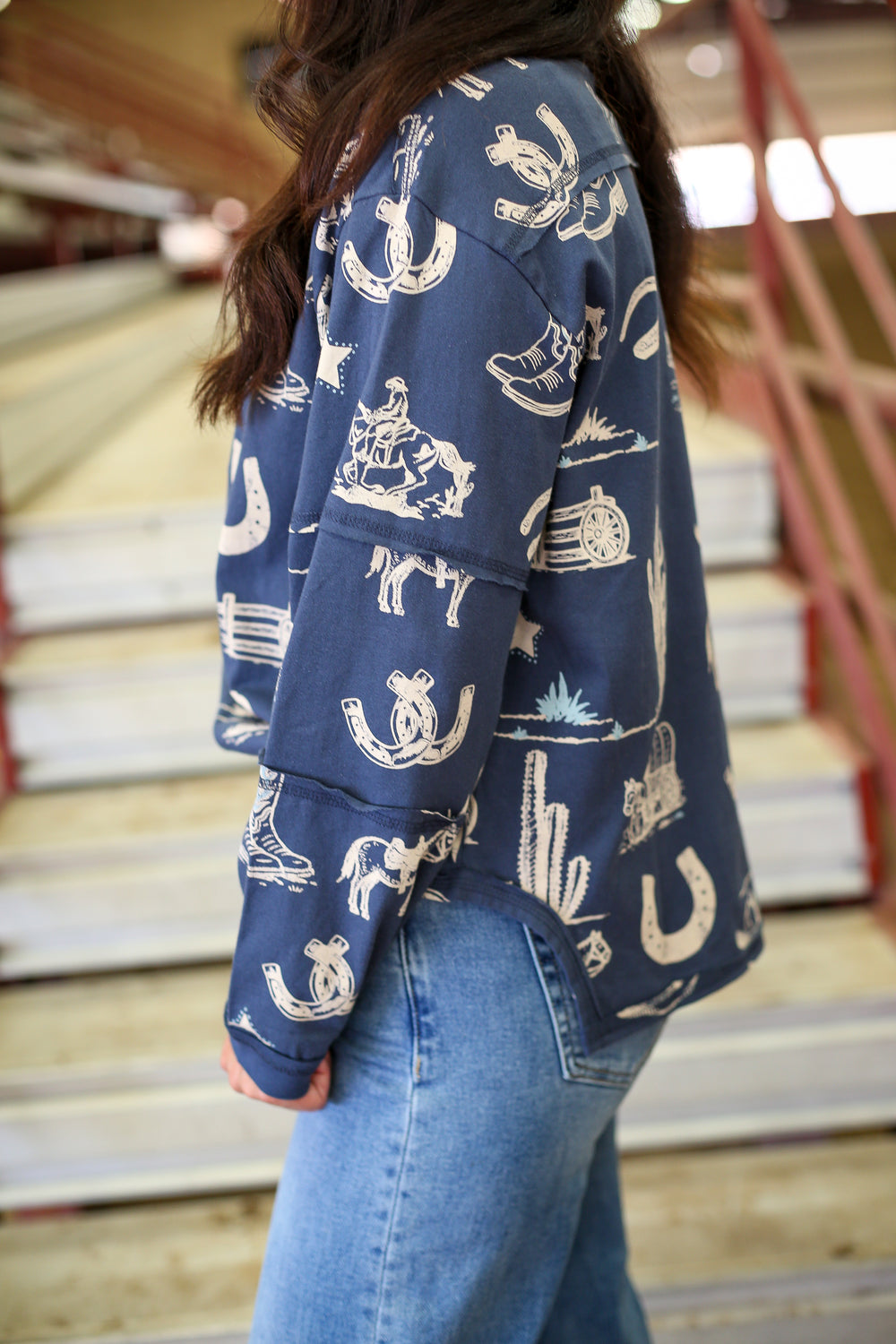 Canyon Cowboy Indigo Long Sleeve Top