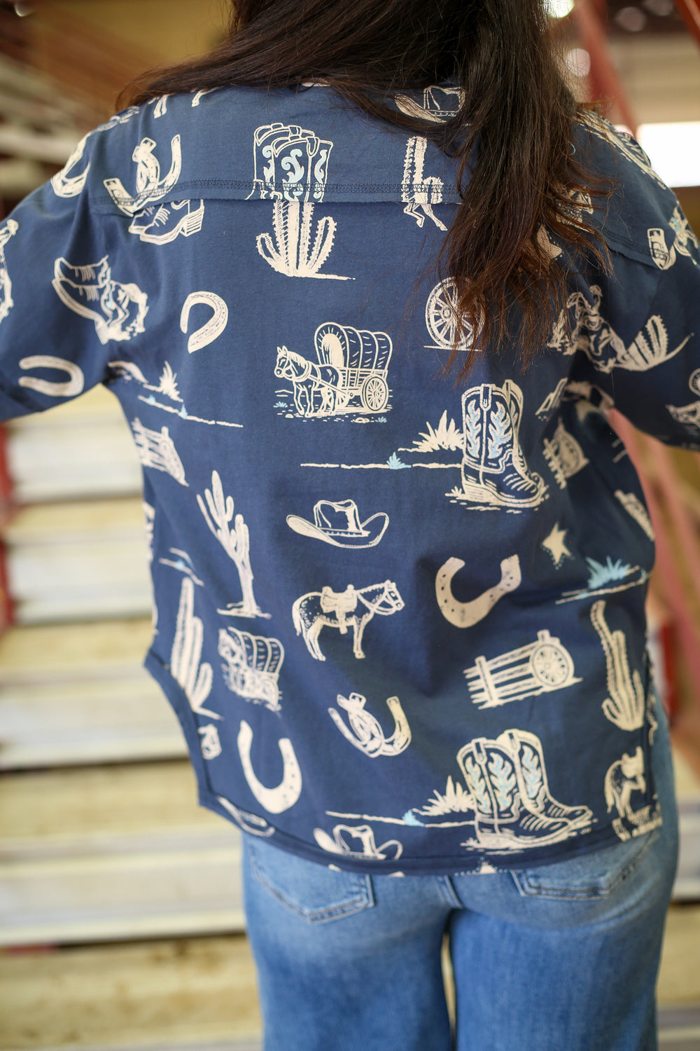 Canyon Cowboy Indigo Long Sleeve Top