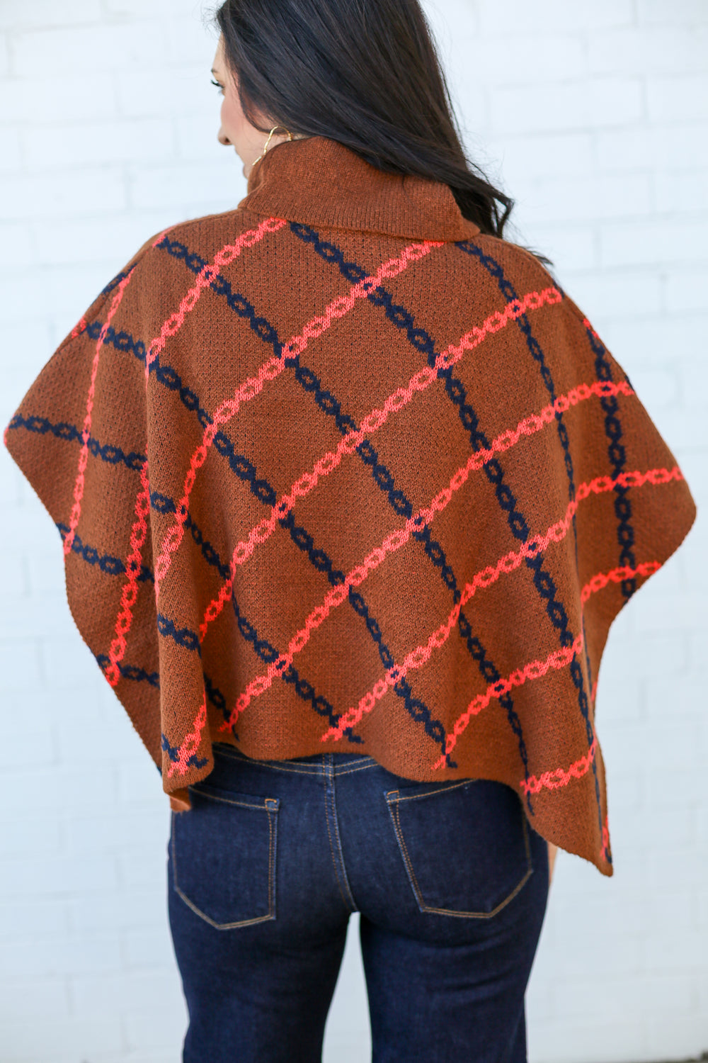Chain Print Knit Poncho