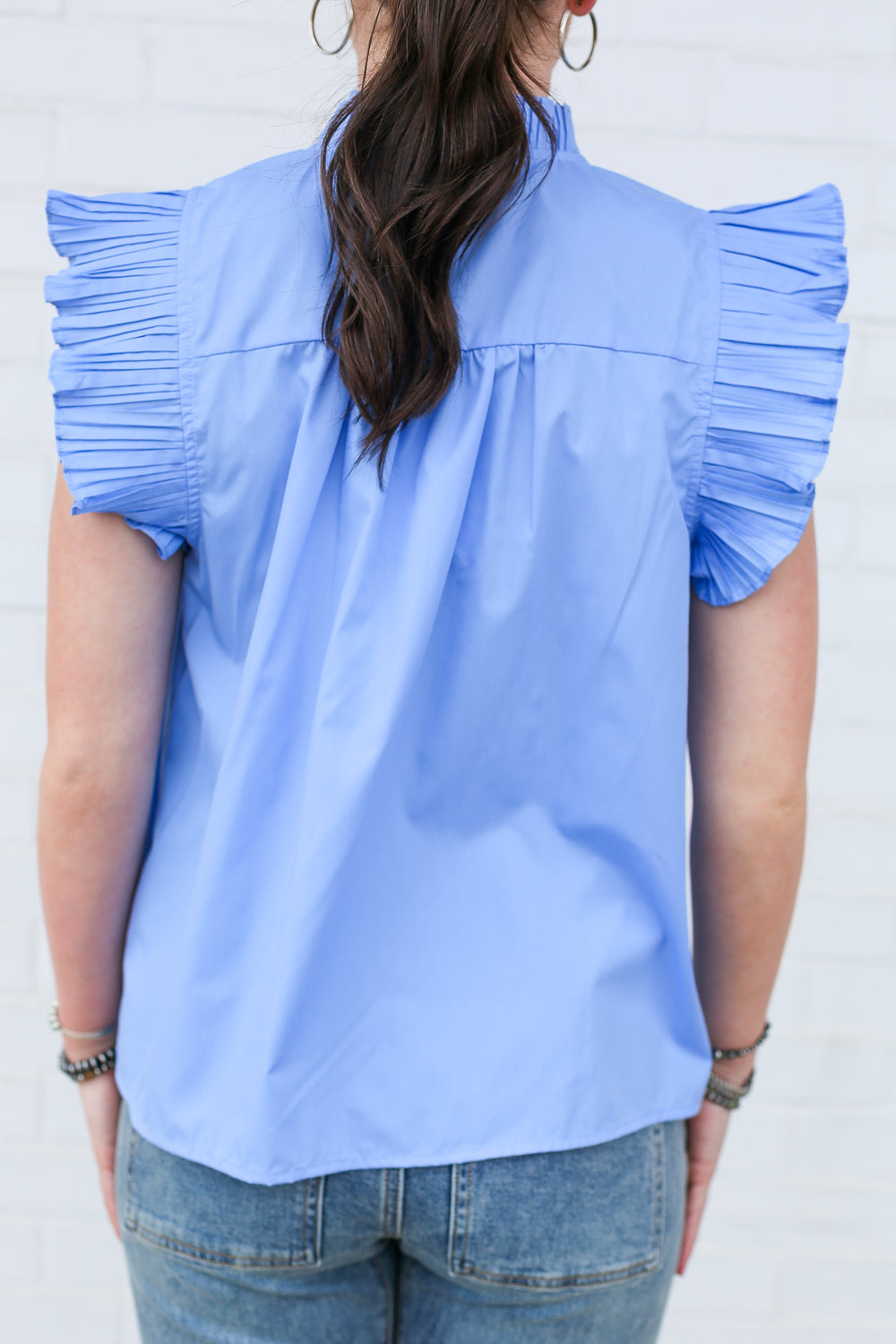 Chambray Harper Ruffle Blouse