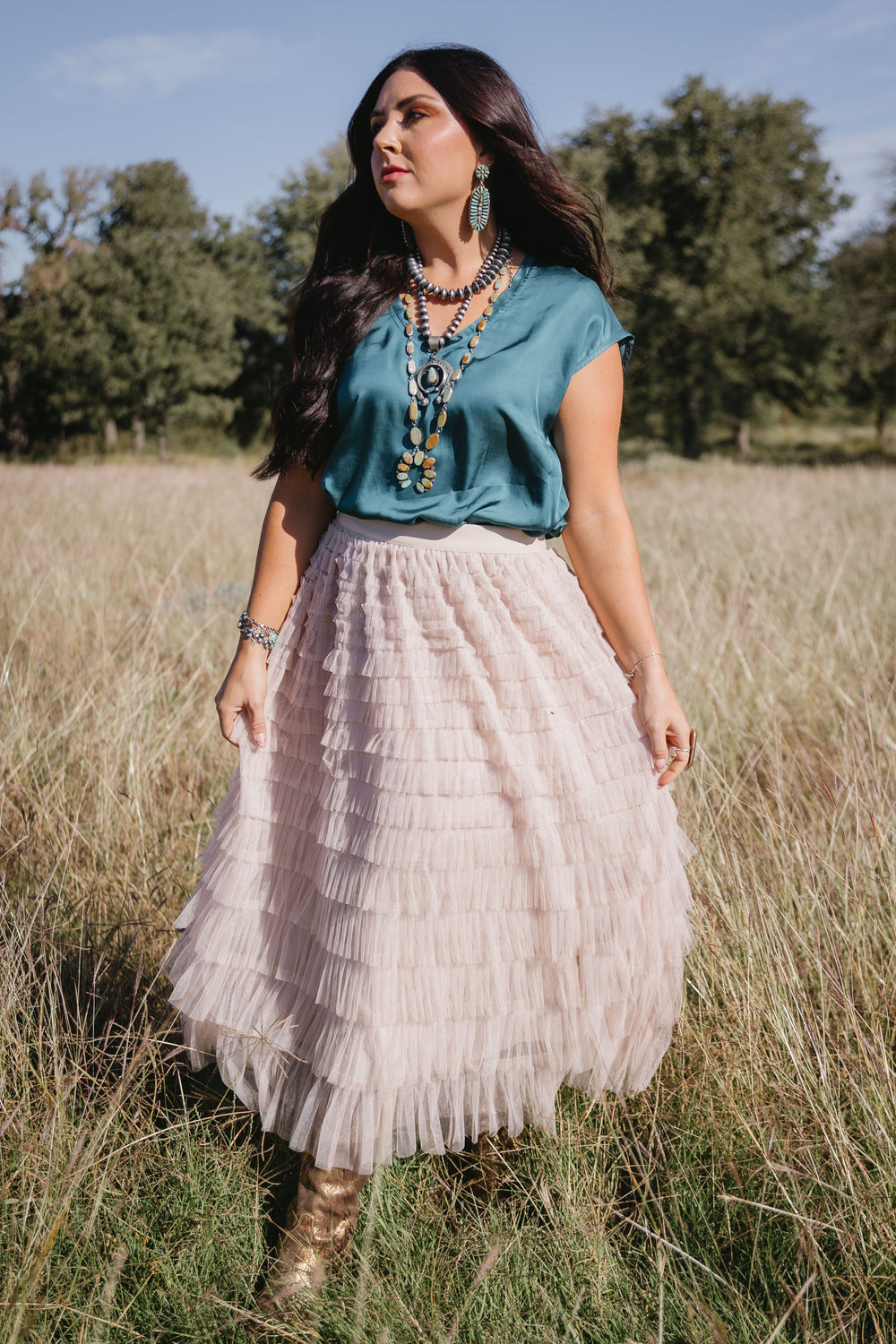 Champagne Ruffle Skirt