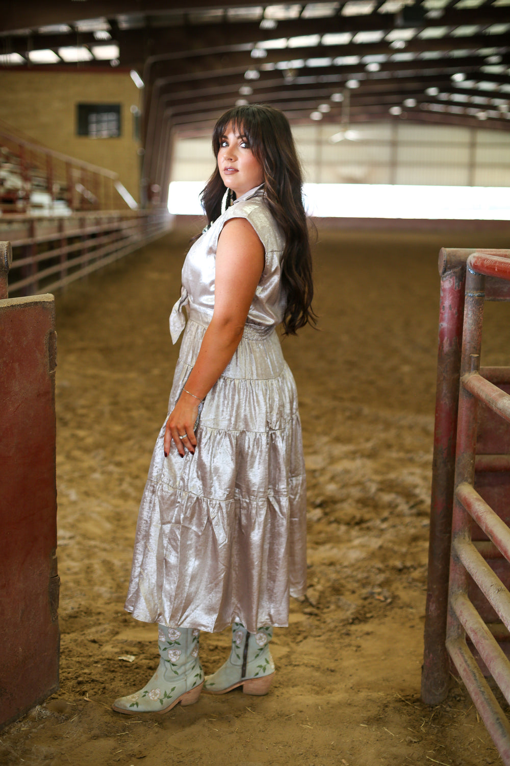 Champagne Tie Midi Dress