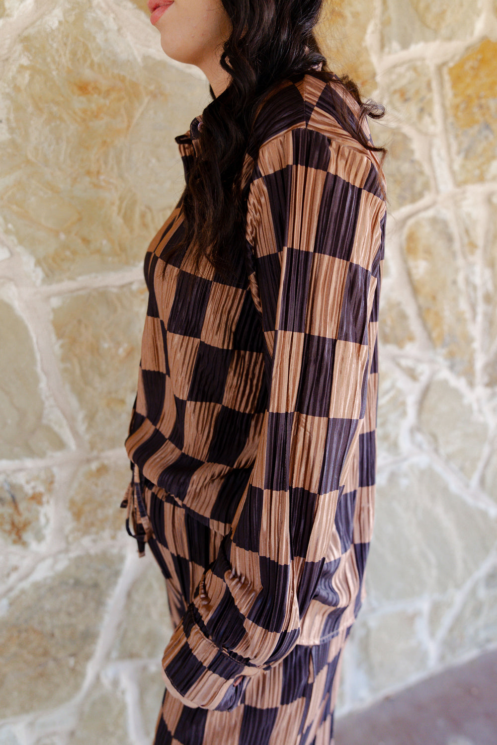 Checkered Pleated Set