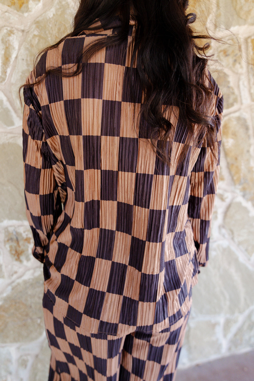 Checkered Pleated Set