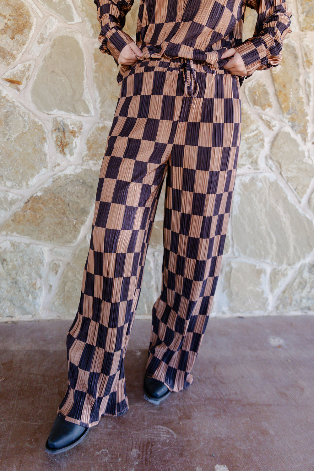 Checkered Pleated Set