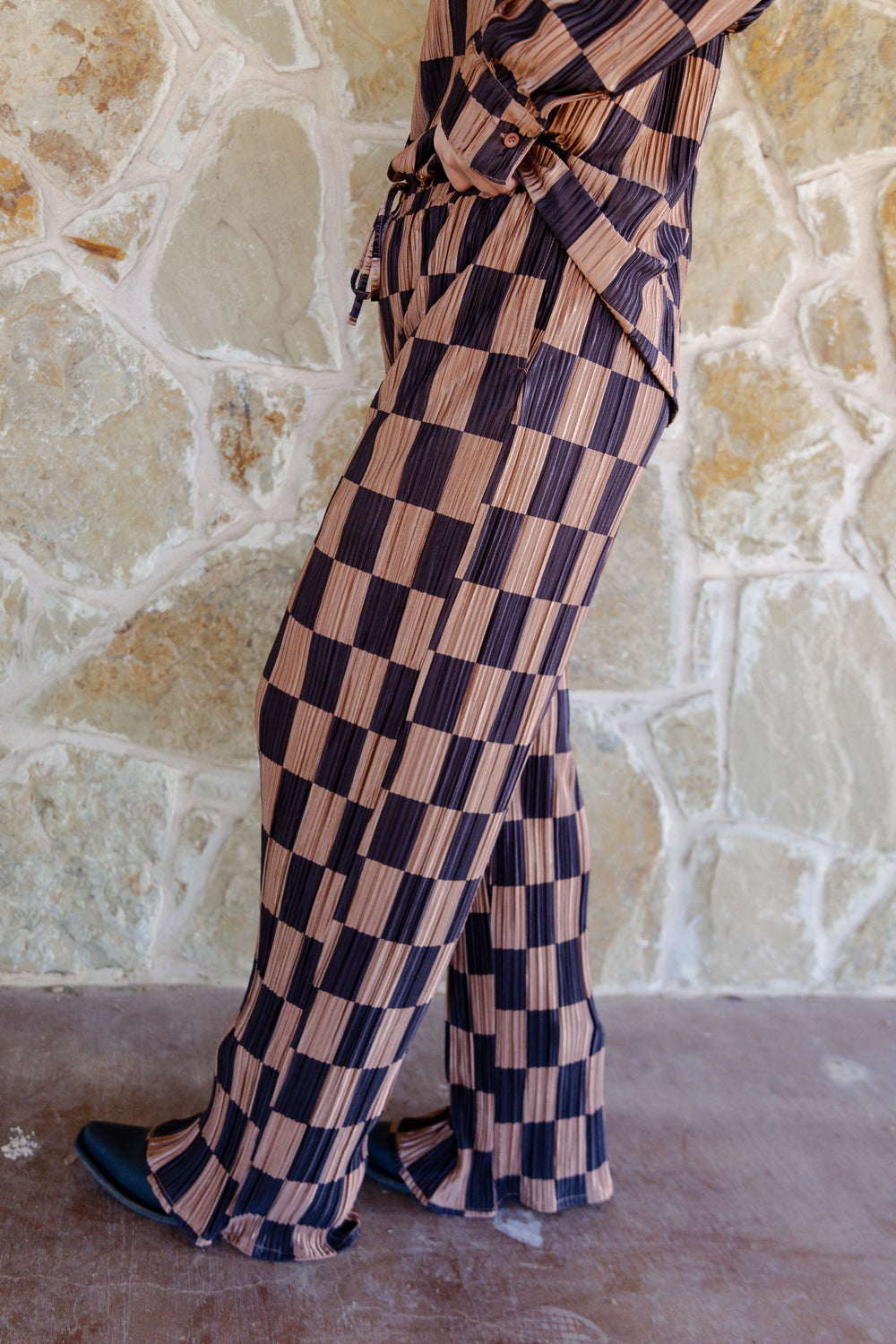 Checkered Pleated Set