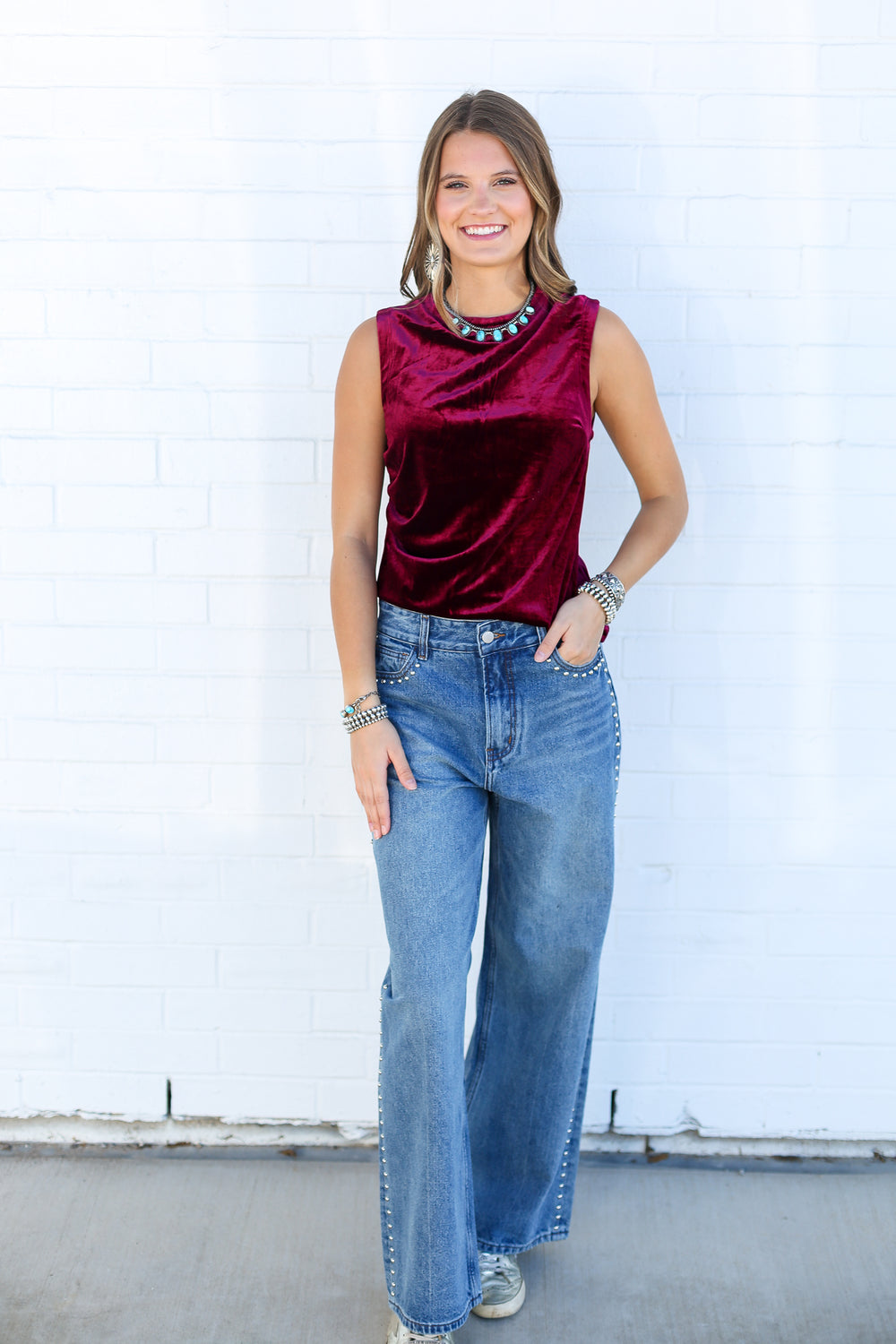 Cherry Shaunee Crew Neck Blouse