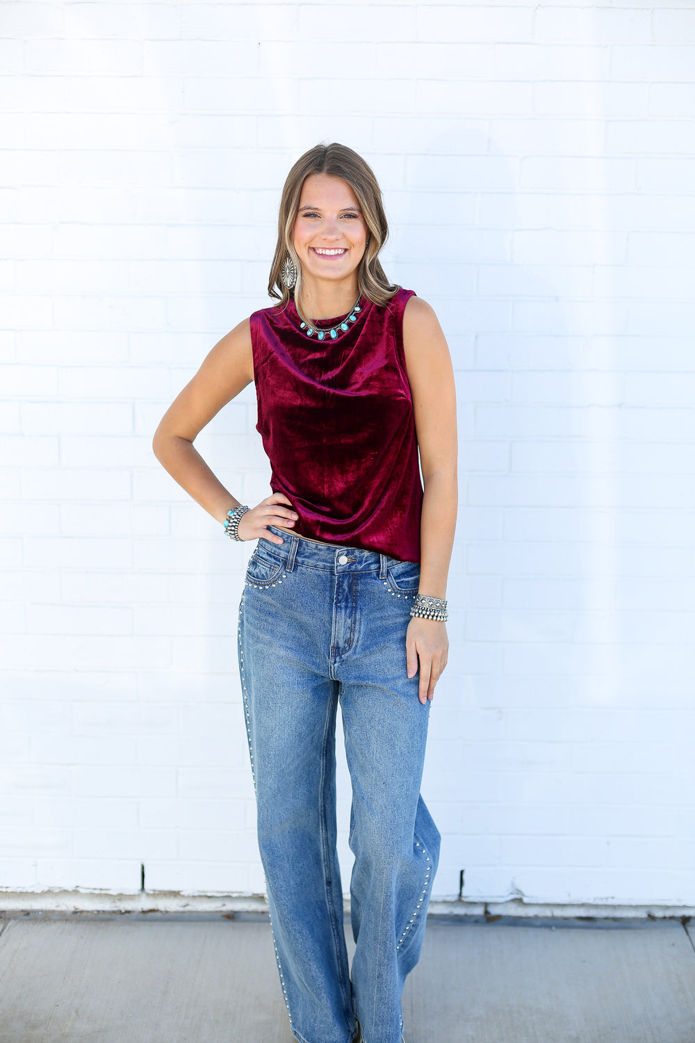 Cherry Shaunee Crew Neck Blouse