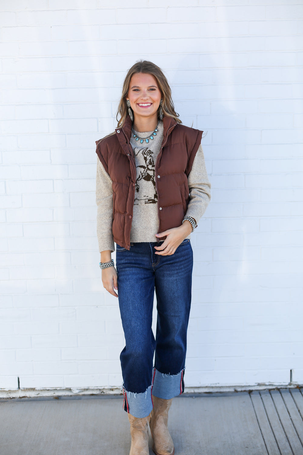 Chocolate Capped Sleeve Puffer Vest