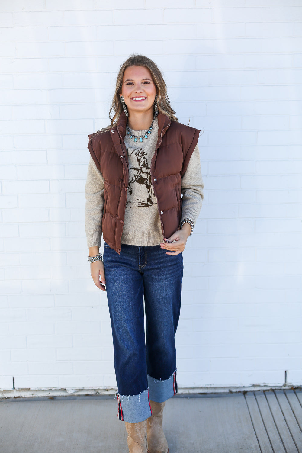Chocolate Capped Sleeve Puffer Vest