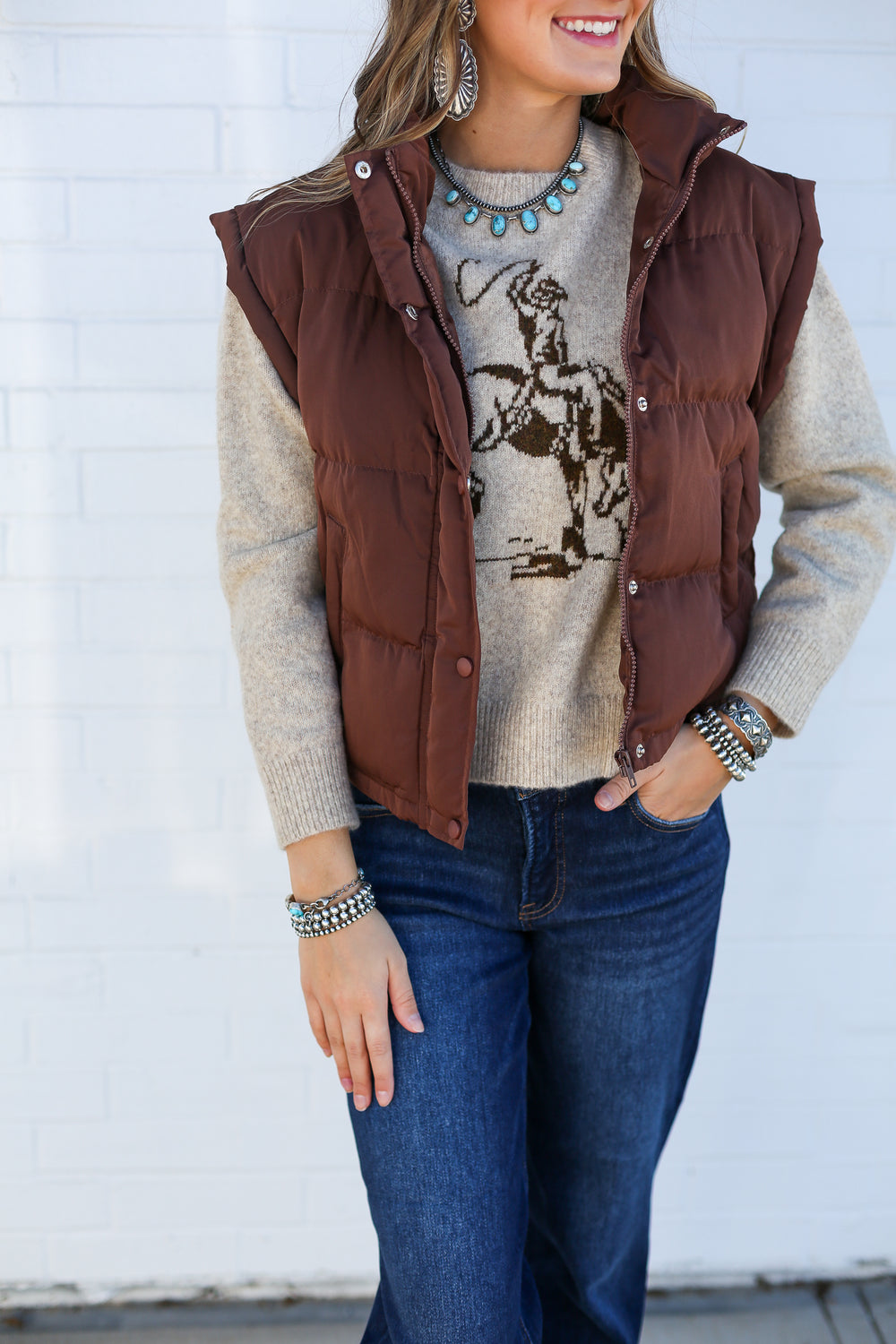 Chocolate Capped Sleeve Puffer Vest