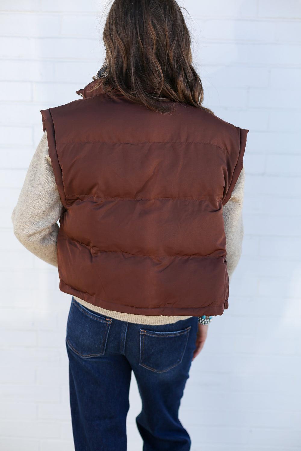 Chocolate Capped Sleeve Puffer Vest