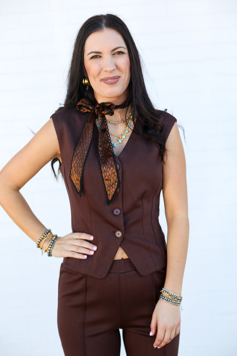 Chocolate Heavy Knit Flare Set