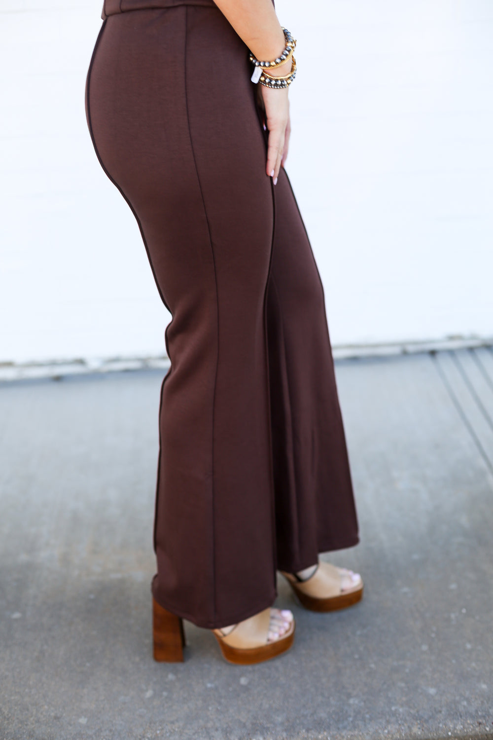 Chocolate Heavy Knit Flare Set