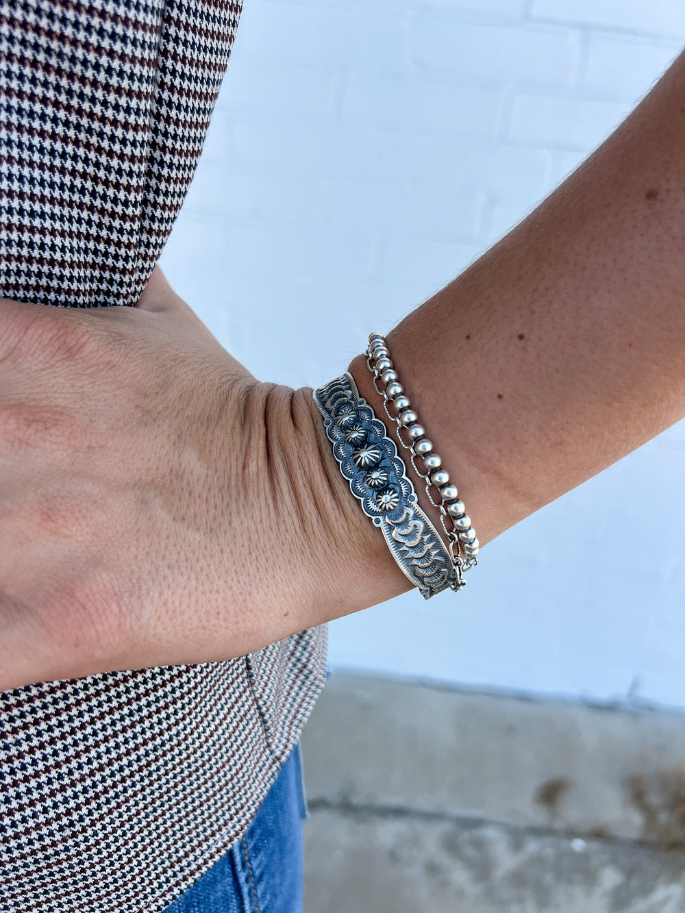 Cinco Studded Silver Cuff