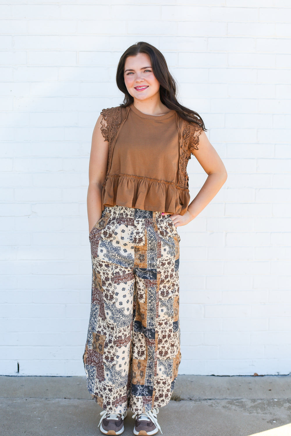 Cinnamon Lacey Ruffled Top