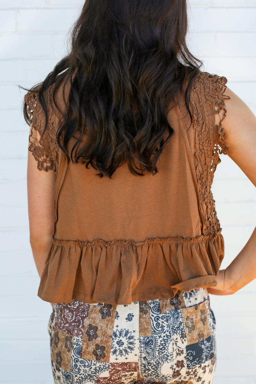 Cinnamon Lacey Ruffled Top