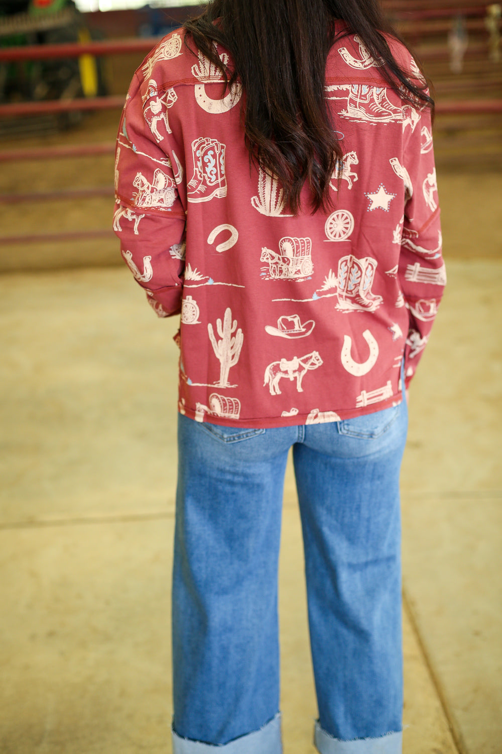 Cowboy Canyon Brick Long Sleeve Top