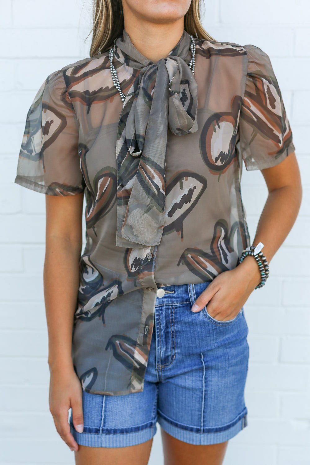 Cowboy Hats Bowtie Blouse