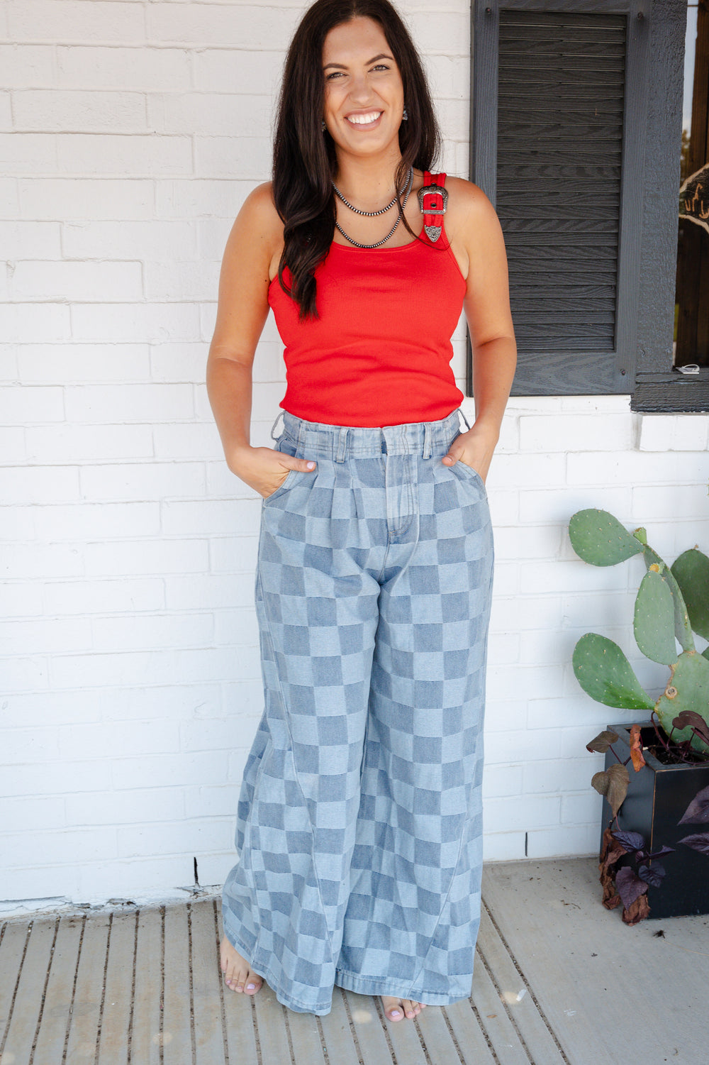 Red Ribbed Buckle Bodysuit