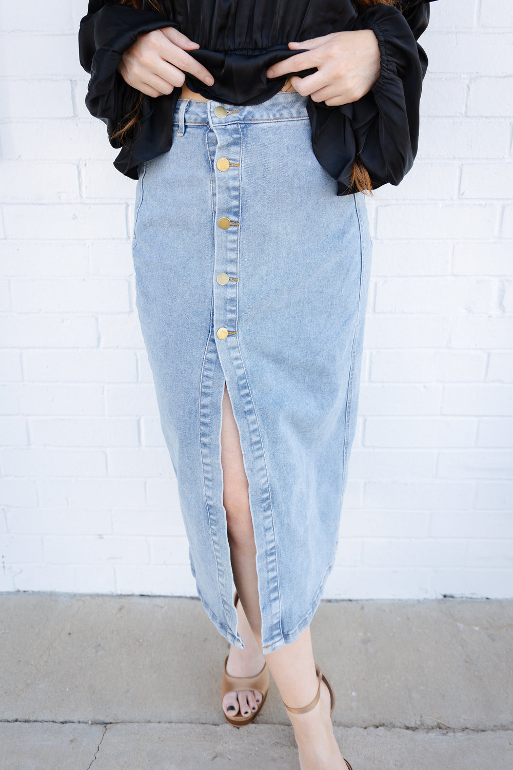 Denim Midi Skirt