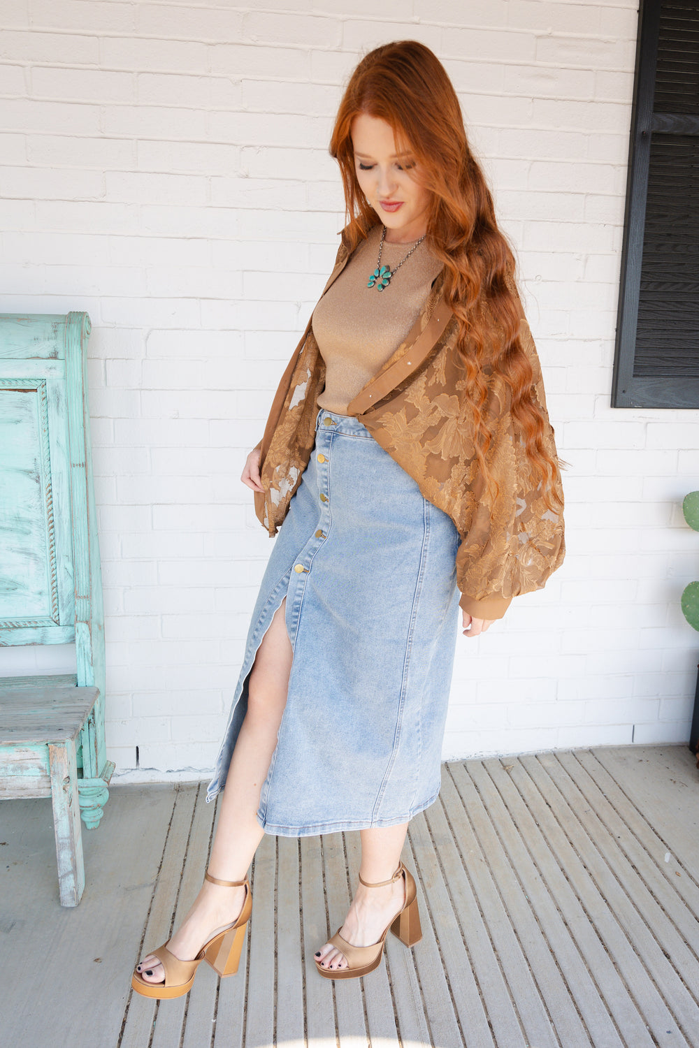 Denim Midi Skirt