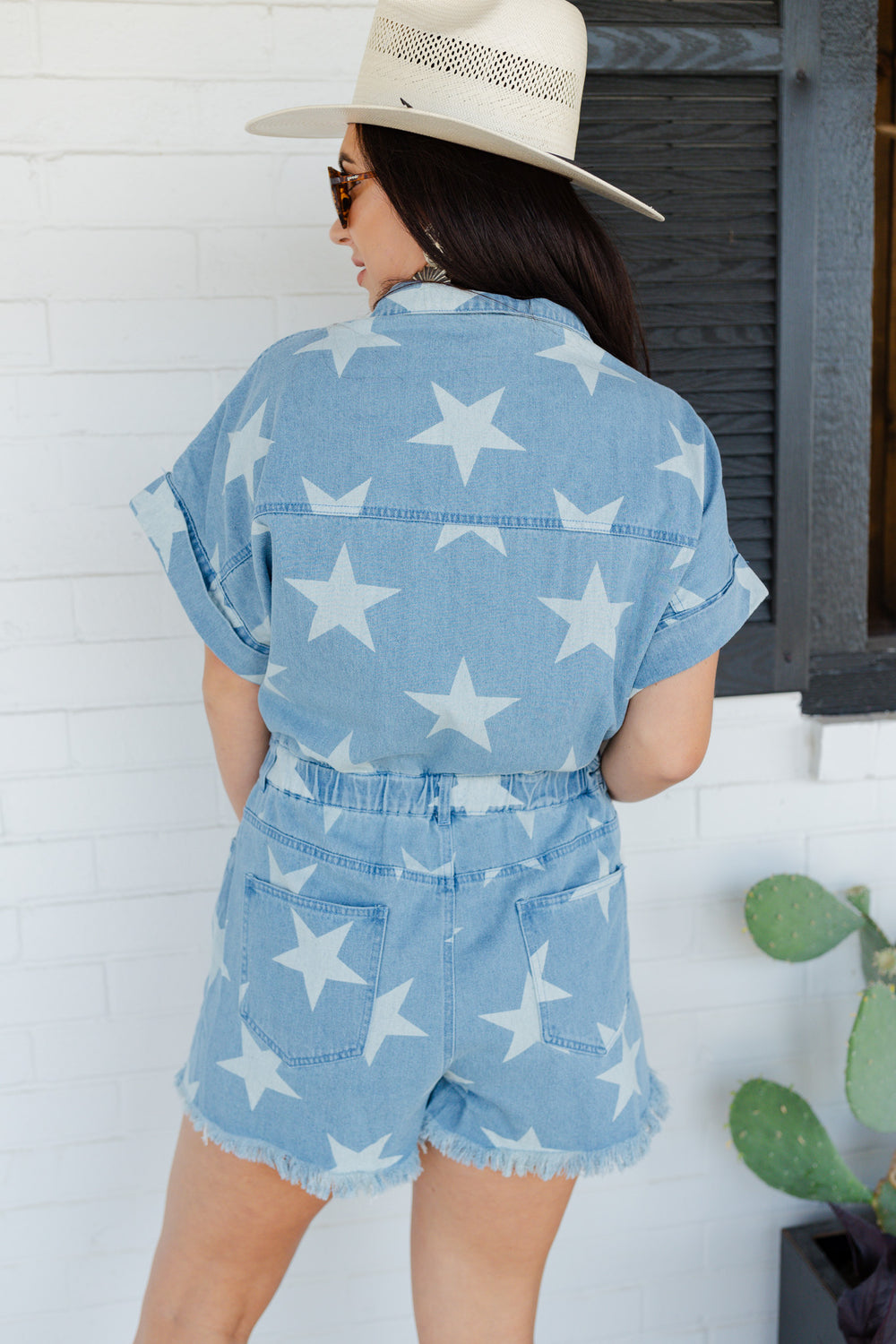 Denim Star Romper