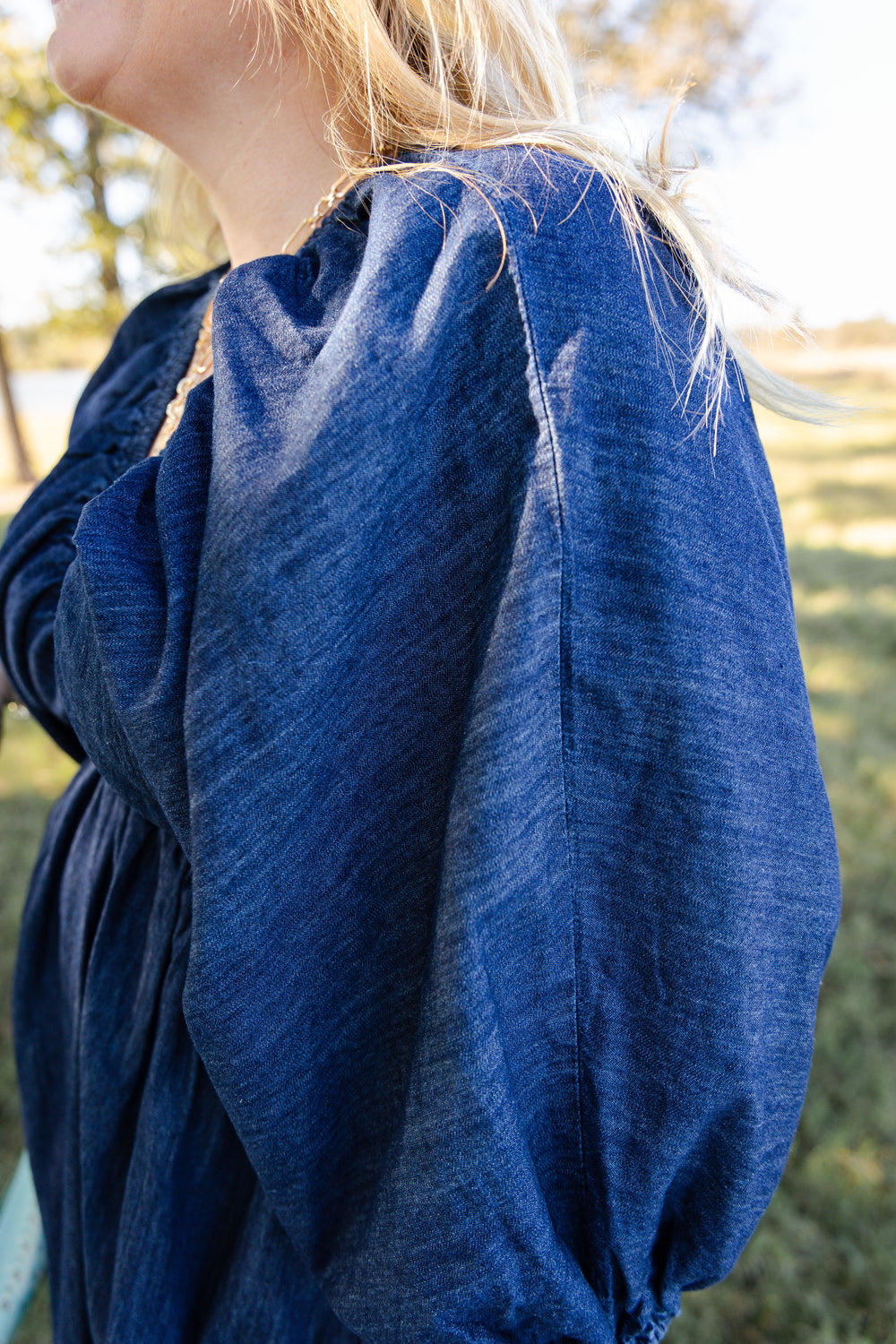 Denim V Neck Dress